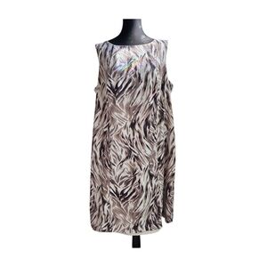 Talbots White With Brown Print Sheath Dress Size 16w